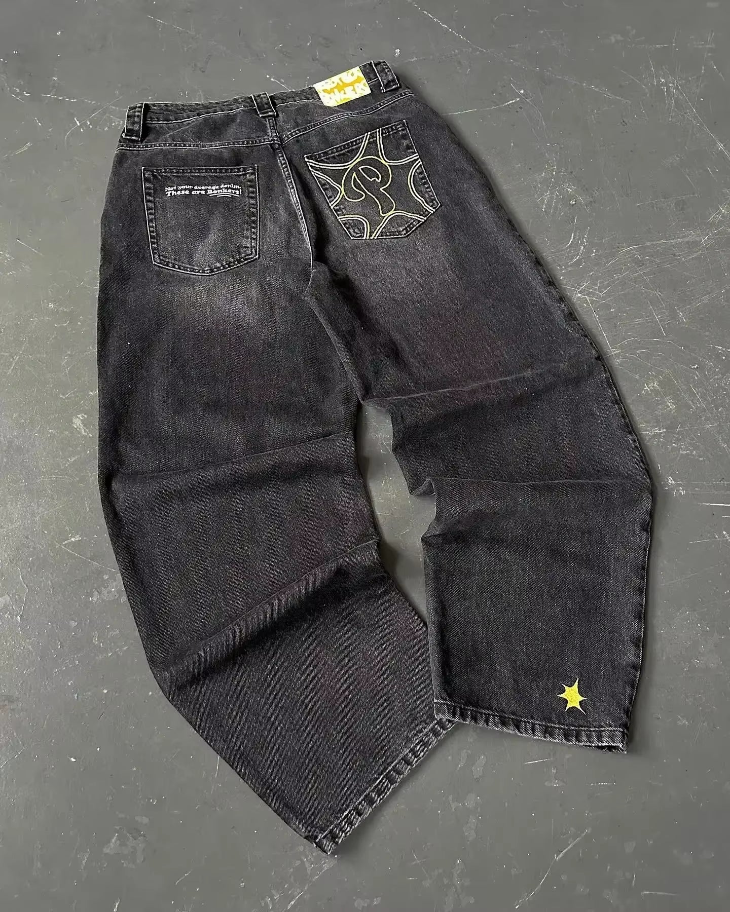 2024 New American Trend Retro Hip-Hop Embroidery Pattern Baggy Jeans for Men and Women Y2K Harajuku Gothic Wide Pants Streetwear