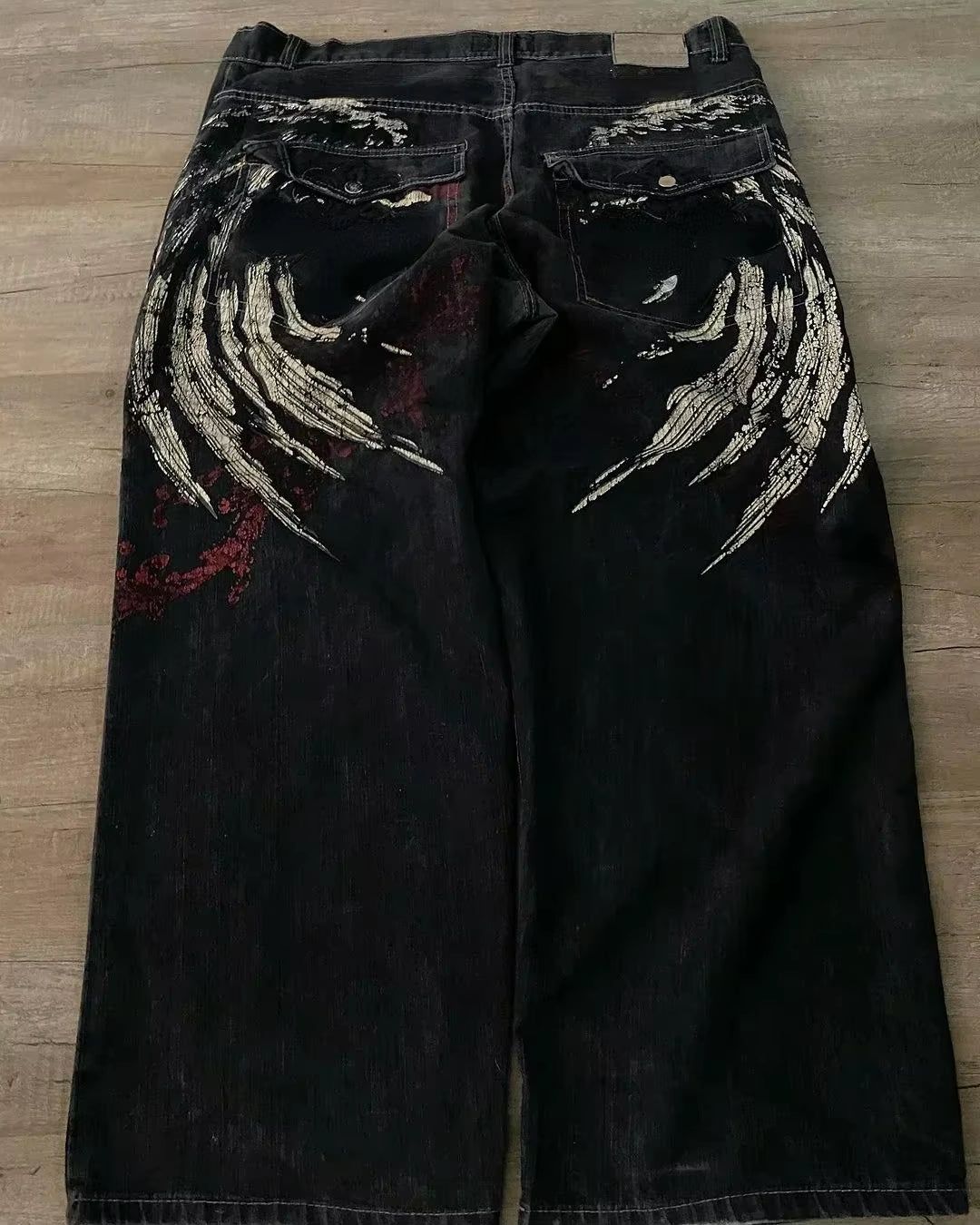 2024 New American Trend Retro Hip-Hop Embroidery Pattern Baggy Jeans for Men and Women Y2K Harajuku Gothic Wide Pants Streetwear